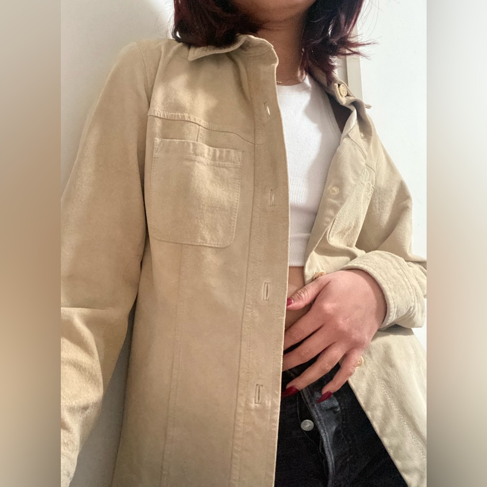 Leather button down structured top. Genuine leather!